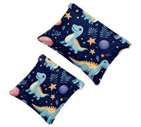 Lot de 2 pochettes en éclats d'obus pour sac à main, trousse de maquillage étanche motif dinosaure étoilé 727, pochette portable pour femme, Multicolore 10., A：7.1x5.8in/18x14.8cm，B:4.7x4.5in