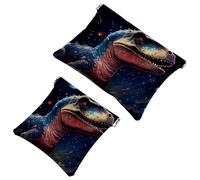 Lot de 2 pochettes en éclats d'obus pour sac à main, trousse de maquillage étanche motif dinosaure étoilé 760, pochette portable pour femme, Multicolore 06, A：7.1x5.8in/18x14.8cm，B:4.7x4.5in/12x11.5cm