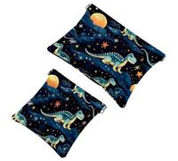 Lot de 2 pochettes en éclats d'obus pour sac à main, trousse de maquillage étanche motif dinosaure étoilé 727, pochette portable pour femme, Multicolore 08, A：7.1x5.8in/18x14.8cm，B:4.7x4.5in/12x11.5cm