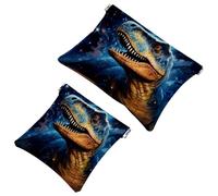 Lot de 2 pochettes en éclats d'obus pour sac à main, trousse de maquillage étanche motif dinosaure étoilé 760, pochette portable pour femme, Multicolore 01., A：7.1x5.8in/18x14.8cm，B:4.7x4.5in