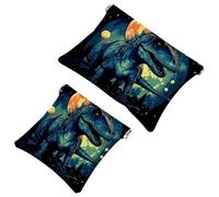 Lot de 2 pochettes en éclats d'obus pour sac à main, trousse de maquillage étanche motif dinosaure étoilé 760, pochette portable pour femme, Multicolore 08, A：7.1x5.8in/18x14.8cm，B:4.7x4.5in/12x11.5cm