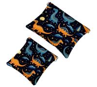Lot de 2 pochettes en éclats d'obus pour sac à main, trousse de maquillage étanche motif dinosaure étoilé 727, pochette portable pour femme, Multicolore 06, A：7.1x5.8in/18x14.8cm，B:4.7x4.5in/12x11.5cm