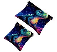 Lot de 2 pochettes en éclats d'obus pour sac à main, trousse de maquillage étanche motif dinosaure étoilé 727, pochette portable pour femme, Multicolore 05, A：7.1x5.8in/18x14.8cm，B:4.7x4.5in/12x11.5cm