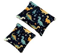 Lot de 2 pochettes en éclats d'obus pour sac à main, trousse de maquillage étanche motif dinosaure étoilé 727, pochette portable pour femme, Multicolore 04, A：7.1x5.8in/18x14.8cm，B:4.7x4.5in/12x11.5cm