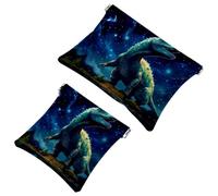 Lot de 2 pochettes en éclats d'obus pour sac à main, trousse de maquillage étanche motif dinosaure étoilé 760, pochette portable pour femme, Multicolore 04, A：7.1x5.8in/18x14.8cm，B:4.7x4.5in/12x11.5cm
