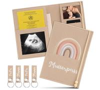 Lot de 2 pochettes en feutre pour carnet de maternité FIDWALL avec compartiments, pochette de protection pour carnet de maternité, échographies, carnet de vaccination, carte d'assurance maladie et aut