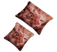 Lot de 2 pochettes esthétiques roses en forme de fleur de cerisier 313 : trousse de maquillage essentielle pour les femmes en déplacement, multicolore, A：7.1x5.8in/18x14.8cm，B:4.7x4.5in/12x11.5cm