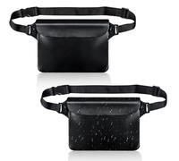 Lot de 2 pochettes étanches avec sangle réglable pour la plage, la plongée, la natation, le rafting, le bateau, le camping, la randonnée, la pêche, noir