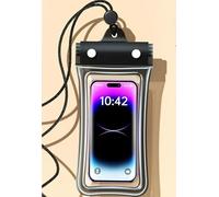 Lot de 2 pochettes étanches IPX8 pour téléphone portable avec airbag et cordon épais pour la natation, la plongée, la plage, la prévention des pertes de plage, grand écran, noir