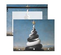 Lot de 2 pochettes multi-usages à 3 trous pour classeur à 3 anneaux pour la rentrée scolaire des élèves Noir et blanc Serpent Merry Christmas Tree