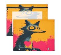 Lot de 2 pochettes multi-usages pour stylos A4, lettre, enseignant, maison, créature folle, renard, Saint-Valentin