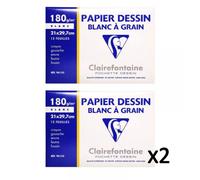 Lot De 2 Pochettes Papier Dessin À Grain Blanc 21x29,7 Cm Clairefontaine