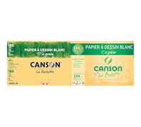 Lot de 2 pochettes papier dessin Canson C à Grain 180 gr & 224gr