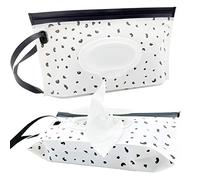 Lot de 2 pochettes portables pour lingettes humides pour bébé, réutilisables et rechargeables, porte-lingettes de voyage écologiques et légers (plumes noires)
