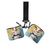 Lot de 2 pochettes pour pièces de monnaie avec dragonne pour lire des journaux et des cartes pour femme Motif vache blanche, Dessin animé mignon vache blanche lisant le journal, 1 size, Décontracté