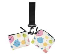 Lot de 2 pochettes pour pièces de monnaie et cartes avec fermeture éclair Motif monstres de dessin animé, monstres de dessins animés mignons, 1 size, Décontracté