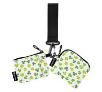 Lot de 2 pochettes pour pièces de monnaie et cartes de crédit avec poche zippée pour femme, Clover Leaf St. Patrick's Day Clover Lucky Green Doodle, 4.13"(L) x 3.5"(W), Accessoire de voyage