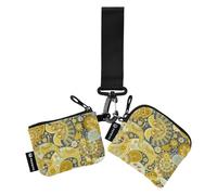 Lot de 2 pochettes style ethnique cachemire noix de cajou fleur jambon tatouages femmes porte-monnaie porte-cartes mignon tendance portefeuille avec poche zippée pour femme, Tatouage au jambon de