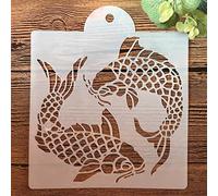 Lot de 2 pochoirs en forme de carpe pour peinture sur bois, réutilisables pour décoration d'intérieur, pochoirs et modèles de bricolage pour panneaux, travaux manuels, art 15 x 15 cm