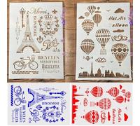 Lot de 2 pochoirs réutilisables A4 - 29 x 21 cm - Mots en français - Pour travaux manuels - Modèles de dessin pour peinture sur bois, mur, toile, meubles, sol, décoration d'intérieur - Style 8