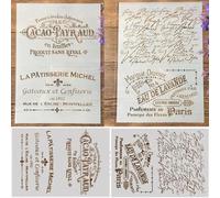 Lot de 2 pochoirs réutilisables A4 - 29 x 21 cm - Pochoirs avec mots français pour travaux manuels - Modèles de dessin pour peinture sur bois, mur, toile, meubles, sol, décoration d'intérieur, style