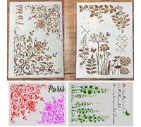 Lot de 2 pochoirs réutilisables A4 29 x 21 cm pour peinture sur bois, modèles muraux, loisirs créatifs, fabrication de cartes, décoration d'intérieur, style 10