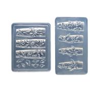 Lot de 2 pochoirs réutilisables en silicone pour ongles en forme de fleur de lys