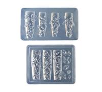 Lot de 2 pochoirs réutilisables en silicone pour ongles en forme de fleur de lys pour la maison, le salon, la décoration des ongles, accessoires tendance en silicone