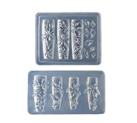 Lot de 2 pochoirs réutilisables en silicone pour ongles en forme de fleur de lys pour la maison, le salon, la décoration des ongles, modèles floraux