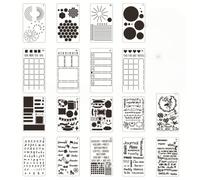 Lot de 2 pochoirs réutilisables pour journal intime, notes d'étude, minutes de réunion et journal intime (géométrie)