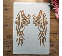 Lot de 2 pochoirs réutilisables pour peinture, A4 29 cm, ailes d'ange pour peinture sur bois, toile, sol, mur, carrelage, tissu, meubles