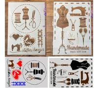 Lot de 2 pochoirs réutilisables pour travaux manuels, 29 x 21 cm, mots français pour peinture sur bois, modèles muraux, modèles de peinture pour la fabrication de cartes, décoration d'intérieur, style