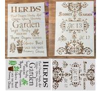 Lot de 2 pochoirs réutilisables pour travaux manuels, 29 x 21 cm, mots français pour peinture sur bois, modèles muraux, modèles de peinture pour la fabrication de cartes, décoration d'intérieur, style