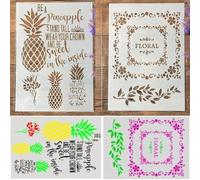 Lot de 2 pochoirs réutilisables pour travaux manuels, 29 x 21 cm, mots français pour peinture sur bois, modèles muraux, modèles de peinture pour la fabrication de cartes, décoration d'intérieur, style