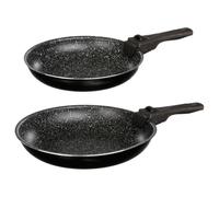 Lot de 2 Poêles & 1 Poignée Amovible "Pierre" 28cm Noir