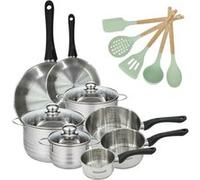 Lot de 2 Poêles 20/28 cm, 3 Faitouts 16/20/24 cm et 3 Casseroles 12/16/20 cm Fackelmann Généva et 5 ustensiles Océan