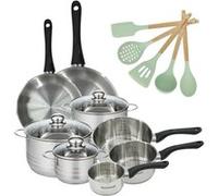 Lot de 2 Poêles 24/28cm, 3 Faitouts 16/20/24cm & 3 Casseroles 12/16/20cm Fackelmann Geneva et 5 Ustensiles Océan