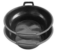 Lot de 2 poêles à nourriture en caoutchouc, poêle à nourriture en plastique pour chevaux avec poignée pour chevaux, chèvres, poulets, seaux d'alimentation épais et empilables (15, 4 pouces) - Bol en