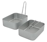 Lot de 2 poêles de 0,9 et 1,5 L en aluminium avec poignées pliables, design empilable - 0,9 l et 1,5 l - Pour camping, trekking, pique-nique