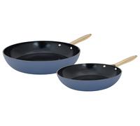Lot de 2 Poêles en aluminium recyclé anti-adhésives, Elégance, Bleu, D24+28 cm Cosy & Trendy