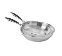 Lot de 2 poêles tout inox 24 et 28 cm Excell'Inox Mathon