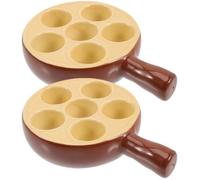 Lot de 2 Poêlons, plat a cuisson à escargots en porcelaine 6 trous - 12 x 3,5 cm