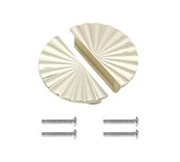 Lot de 2 poignées d'armoire dorées brossées, centre des trous de 6,4 cm, poignées de tiroir plates élégantes en alliage de zinc pour cuisine, salle de bain, armoire et armoire (plis en éventail)