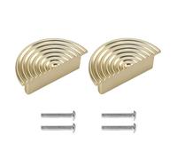 Lot de 2 poignées d'armoire dorées brossées, centre des trous de 6,4 cm, poignées de tiroir plates et élégantes en alliage de zinc pour cuisine, salle de bain, armoire et armoire (motif en spirale)