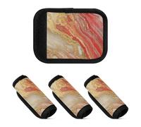 Lot de 2 poignées de bagage antidérapantes pour sac de courses, Art en marbre rouge doré, one sizex4