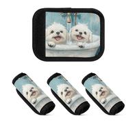 Lot de 2 poignées de bagage décoratives en polyester pour valises, Chien Bain Art Mignon, one sizex4