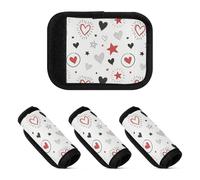 Lot de 2 poignées de bagage en néoprène pour poignée de valise, Doodle Heart Star, one sizex4