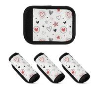 Lot de 2 poignées de bagage extensibles pour sac de voyage d'aéroport, Doodle Heart Star, one sizex4