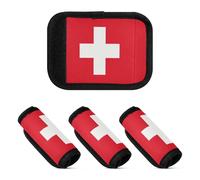 Lot de 2 poignées de bagage multi-usages pour sac de voyage, bagages, valise, Rectangle graphique drapeau suisse, one sizex4
