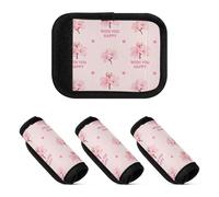 Lot de 2 poignées de bagage souples et robustes pour valise, sacs de voyage, Wish You Happy Blush Floral, one sizex4